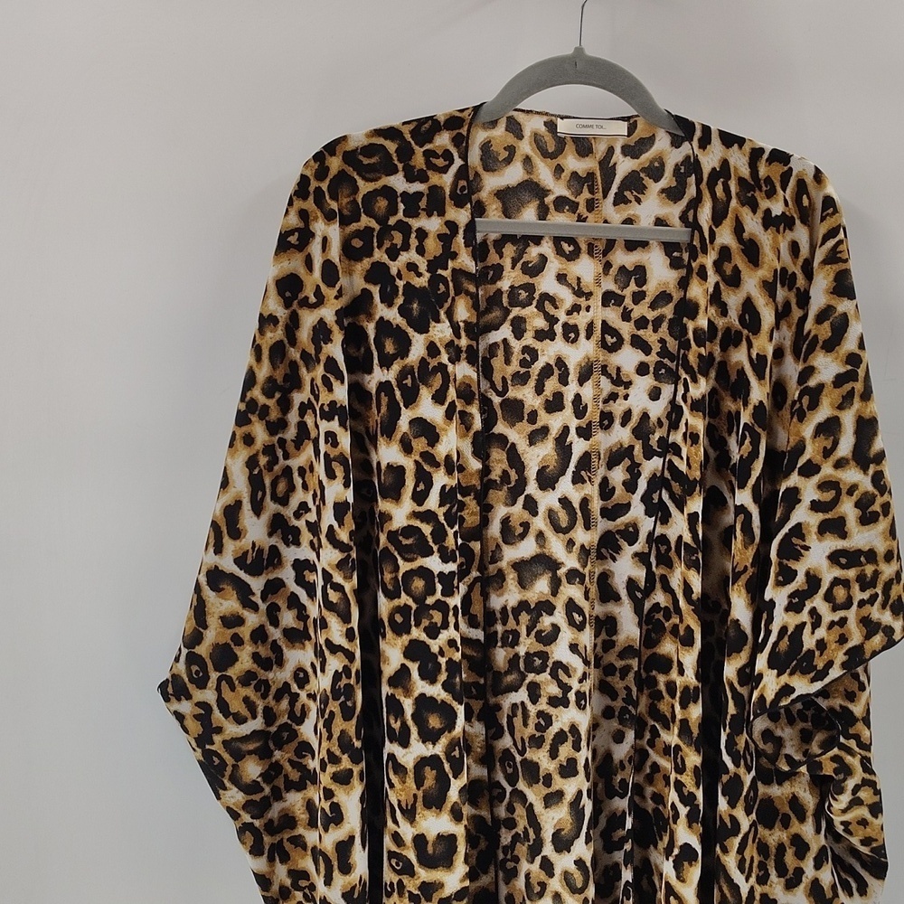 Comme Toi Leopard Kimono Size Small Medium Relaxed Fit Animal Print Flowy - Picture 2 of 9